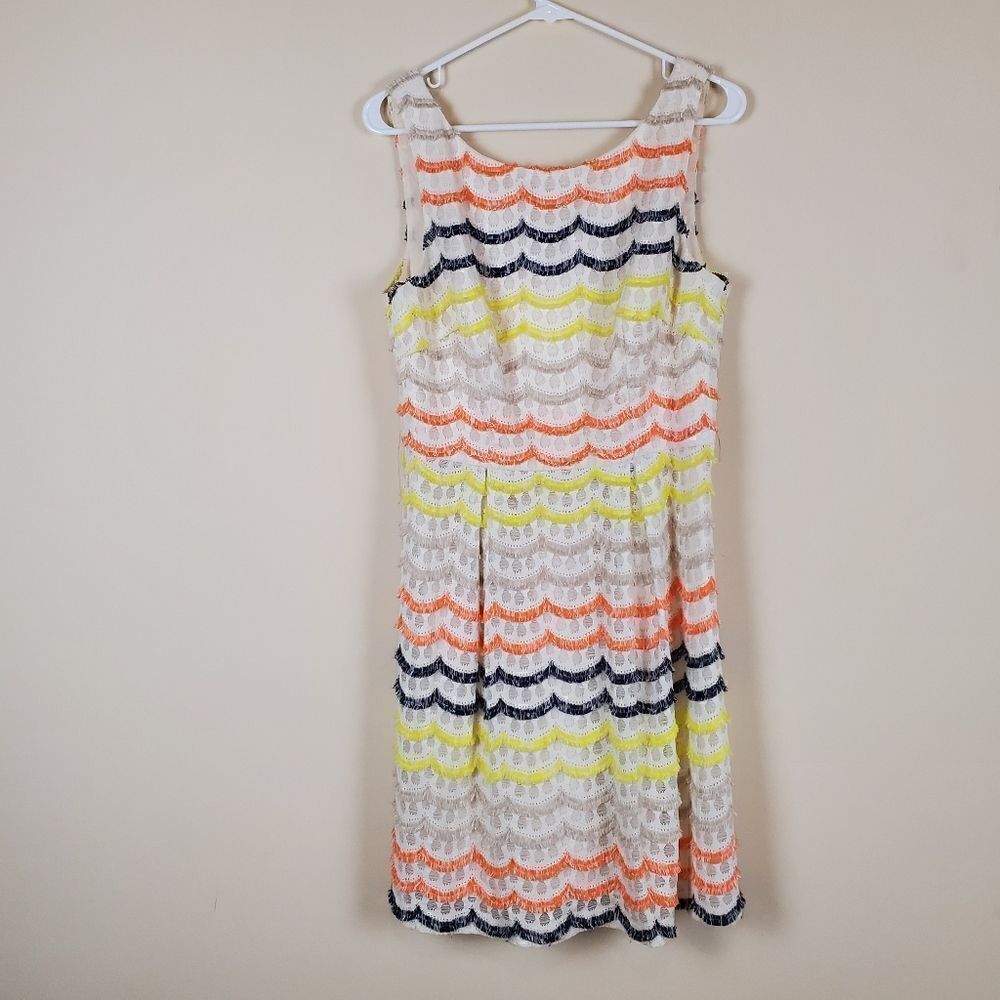 Trina Turk Multicolor Scallop Fringe Lace Heights Dress Size 10